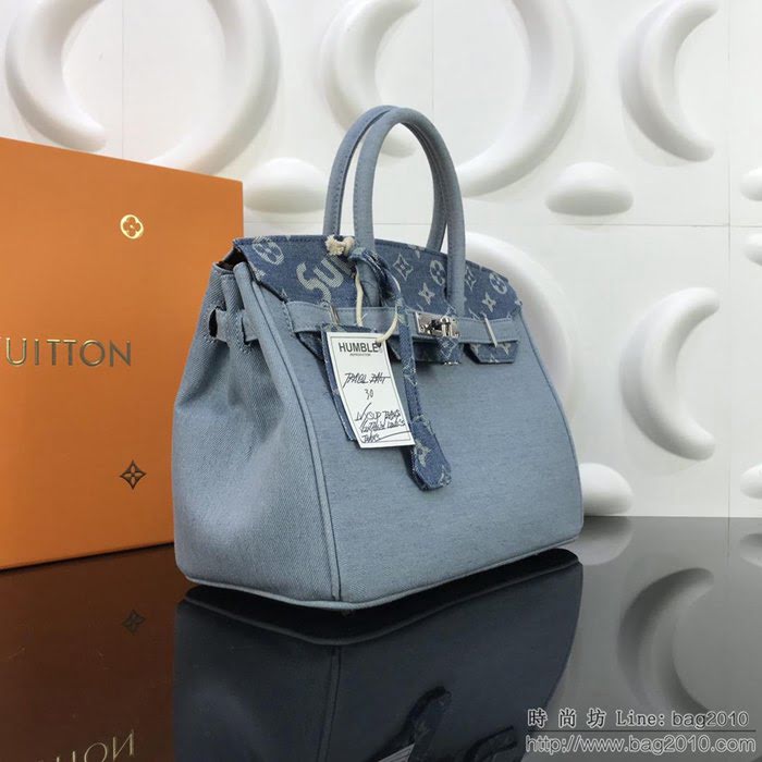 路易威登LV女包 頂級原單 M48888 30cm Humble Travel Bag Birkin BK Sup合作款 原版牛仔包包 時尚百搭款 凱莉  ydh2712